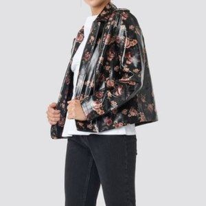 NA - KD Rose Printed PU Short Jacket - 38 NWT